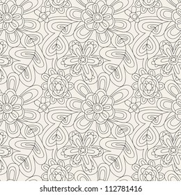 Flowers seamless pattern. Hand drawn floral texture