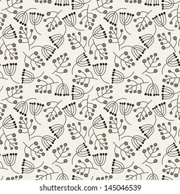 Flowers seamless pattern. Hand drawn floral texture