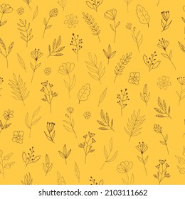 flowers seamless pattern. hand drawn in doodle style