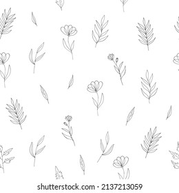 flowers seamless pattern. hand drawn in doodle style