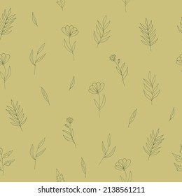 flowers seamless pattern hand drawn doodle. 