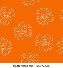 flores sin costura dibujado a mano en estilo doodle. fondo de camomila para papel de pared, textil, papel de envoltura, papel digital.