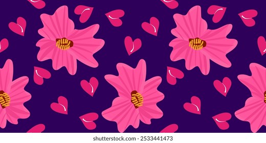 Flowers Seamless Pattern Hand drawn flowers, seamless patterns with floral for fabric, textiles