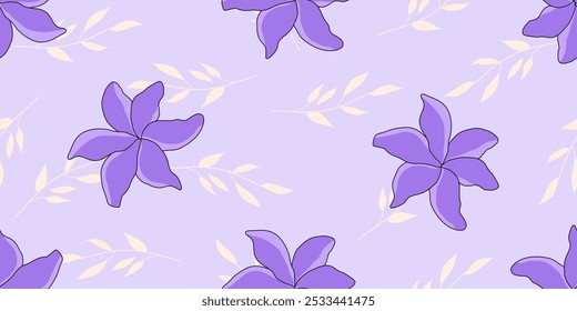 Flores Patrón sin fisuras Flores dibujadas a mano, patrones sin fisuras con flores para tela, textiles