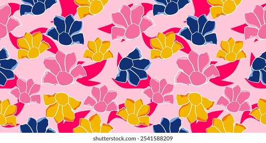 Flowers Seamless Pattern Hand drawn flowers, seamless patterns with floral for fabric, textiles
