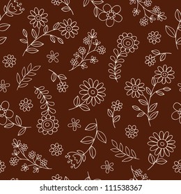 Flowers Seamless Pattern Hand-Drawn Doodle Vector Illustration Design