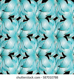 Flowers seamless pattern . Modern vector floral  3d  texture for backgrounds, wallpapers, wrapping, fabric, textile, bed linen. Beautiful decor  elements with shadows and highlights.