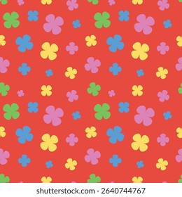 Flowers with a seamless pattern. Naive flowers and leaves. Floral textile design for summer holidays, wallpaper, background, print.