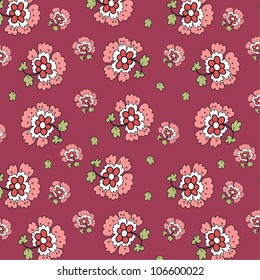 flowers seamless pattern on bordo backgraund