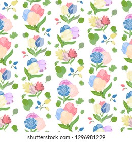Flowers seamless pattern on isolated background.