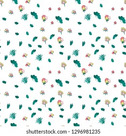 Flowers seamless pattern on isolated background.