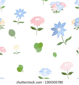 Flowers seamless pattern on isolated background.