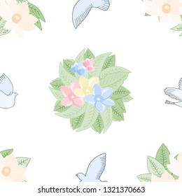 Flowers seamless pattern on isolated background.