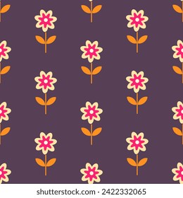 Flowers seamless pattern on a purple background