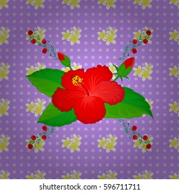 Flowers seamless pattern on a violet background. Cute vector floral background.