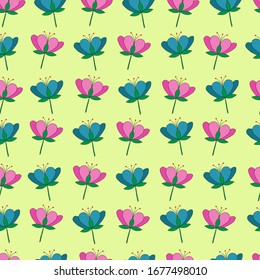 Flores sin fisuras en un fondo amarillo.
