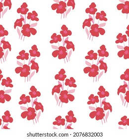 Flowers seamless pattern. Pink color. Modern trendy Matisse minimal style. 