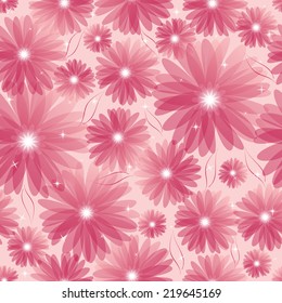 Flowers seamless pattern. Pink floral background.