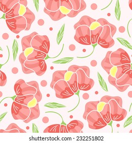 Flowers seamless pattern. Pink floral background.