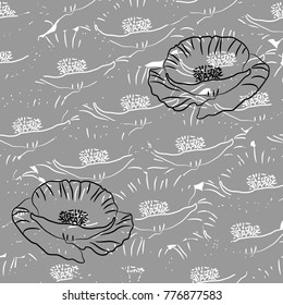 Flowers seamless pattern. Poppy background. Design for wrapping pape, fabric.