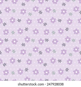 Flowers seamless pattern. Purple floral wallpaper. Vintage floral background. 
