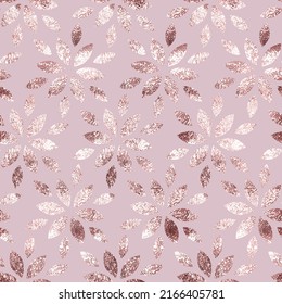 Flowers seamless pattern. Repeat gold rose background. Repeated marble effect foil. Pink texture. Repeating glitter patern for design prints. Elegant printing. Golden printed. Vector illustration