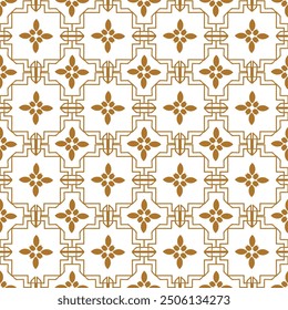 Flowers seamless pattern. Repeating gold background. Abstract luxury design for prints. Repeated geometric texture. Repeat delicate graphic geo design