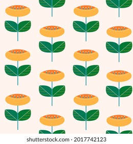 flowers seamless pattern. Scandinavian floral background, hand drawing lilies and tulips