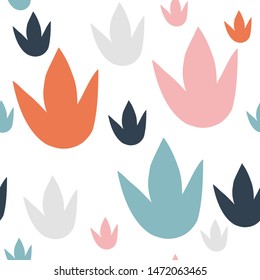 Flowers seamless pattern. Scandinavian style, vector illustration. Design for fabric, wrapping, textile, wallpaper, apparel.
