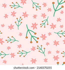Blumen nahtloses Muster. Skandinavischer Hintergrund. Vektorgrafik für Stoffdesign, Geschenkpapier, Babybekleidung, Textilien, Karten.