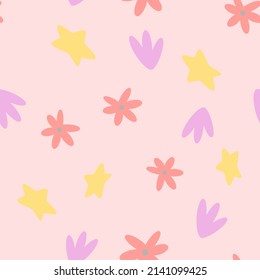 Flores sin fisuras. Fondo de estilo escandinavo. Ilustración vectorial para el diseño de tela, papel de regalo, ropa de bebé, textiles, tarjetas.