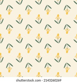 Flores sin fisuras. Fondo de estilo escandinavo. Ilustración vectorial para el diseño de tela, papel de regalo, ropa de bebé, textiles, tarjetas.