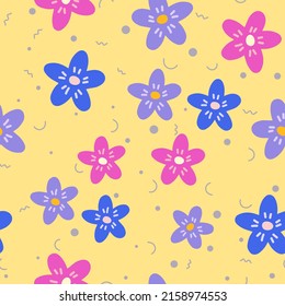 Flowers seamless pattern. Scandinavian style background. Vector illustration for fabric design, gift paper, baby clothes, textiles, cards