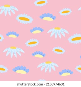 Flowers seamless pattern. Scandinavian style background. Vector illustration for fabric design, gift paper, baby clothes, textiles, cards