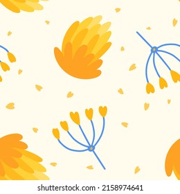 Flowers seamless pattern. Scandinavian style background. Vector illustration for fabric design, gift paper, baby clothes, textiles, cards