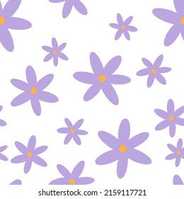 Blumen nahtloses Muster. Skandinavischer Hintergrund. Vektorgrafik für Stoffdesign, Geschenkpapier, Babybekleidung, Textilien, Karten