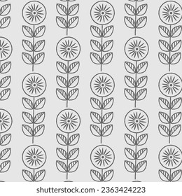 Flowers seamless pattern in scandinavian style.