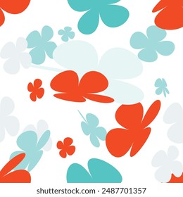 Flowers Seamless Pattern With Simple Pretty, Little Floral Liberty Seamless Texture Background. Spring, Summer Romantic Blossom Flower Garden Seamless Pattern for Your Designs