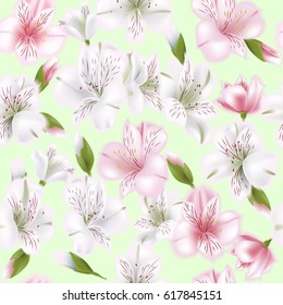 Flowers seamless pattern. Spring and summer background. Vector illustration.