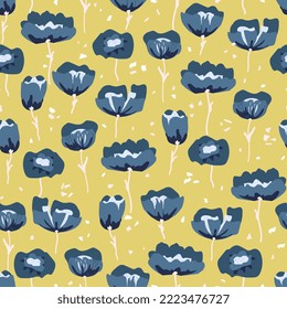 flowers seamless pattern. Summer floral background with poppies, tulips