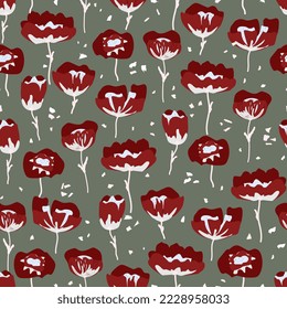flores sin costura. Fondo floral de verano con amapolas, tulipanes