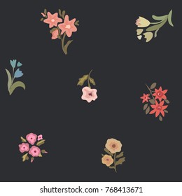 Flowers. Seamless pattern. Vector background.
