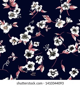 flowers seamless pattern. - Vector .Hand drawn illustration. - Vector 