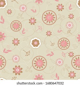 Flowers seamless pattern. Vector illustration.