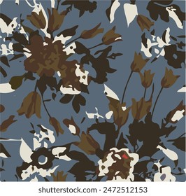 Flowers seamless pattern. vector illustration. Abstract flowers, floral vector with leaves