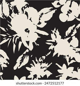 Flowers seamless pattern. vector illustration. Abstract flowers, floral vector with leaves