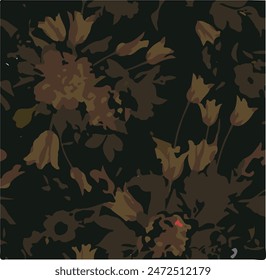 Flowers seamless pattern. vector illustration. Abstract flowers, floral vector with leaves