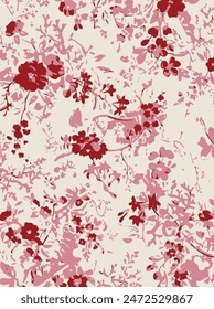 Flowers seamless pattern. vector illustration. Abstract flowers, floral vector with leaves