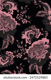 Flowers seamless pattern. vector illustration. Abstract flowers, floral vector with leaves