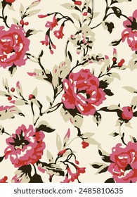 Flowers seamless pattern. vector illustration. Abstract flowers, floral vector with leaves